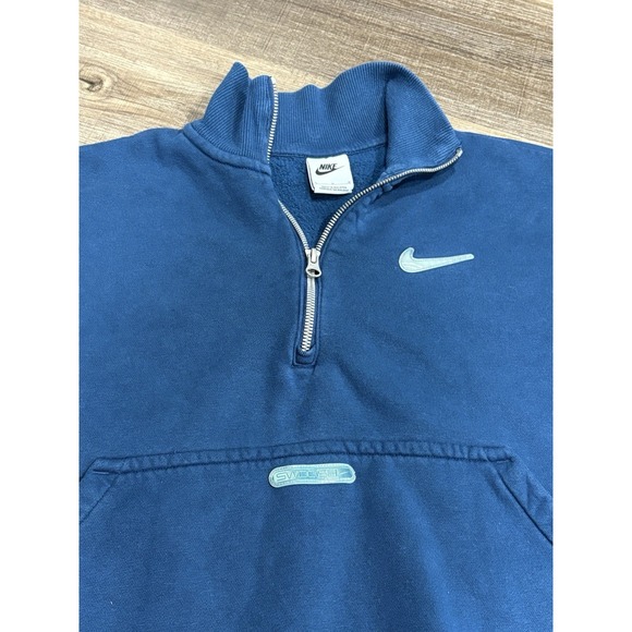 Nike Tops - Nike Blue Cotton Pouch Cropped Sweatshirt Women's Size Large ‎ 1/4 Zip